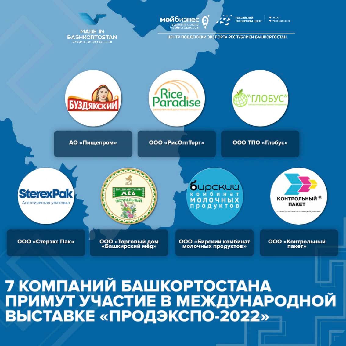 7 компаний Башкортостана примут участие в международной выставке "ПРОДЭКСПО-2022"