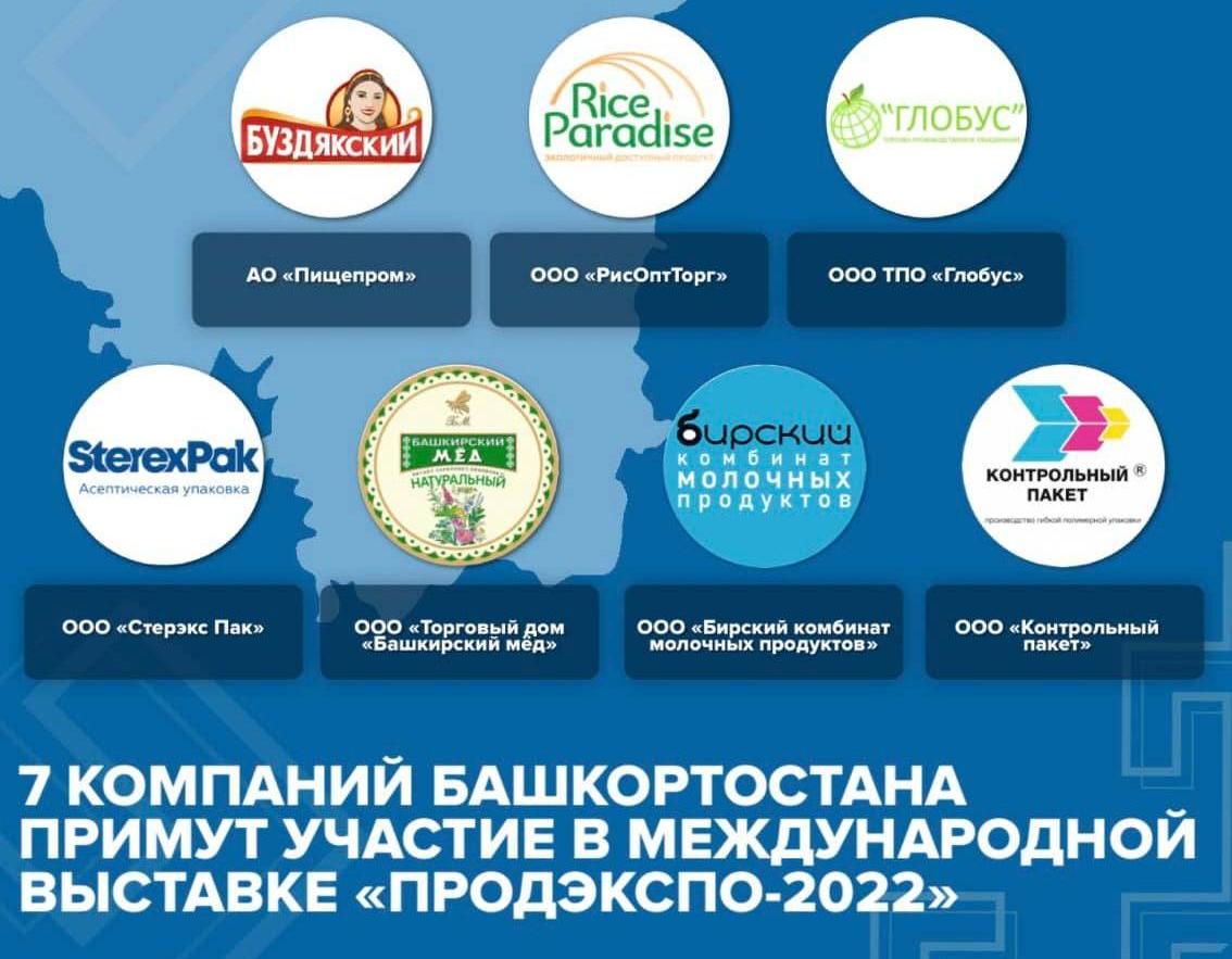 7 компаний Башкортостана примут участие в международной выставке "ПРОДЭКСПО-2022"